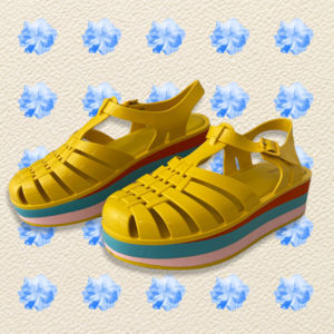 Melissa Possession Platform Strips Sandals - Size 10 (USA) - Color yellow